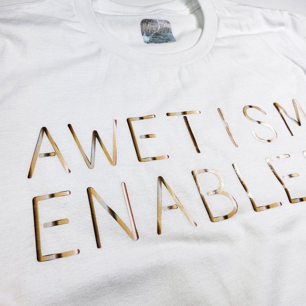 AWETISM ENABLED T-Shirt Men's Unisex Autism Support Awareness White  AWE3001-100 - Picture 5 of 9
